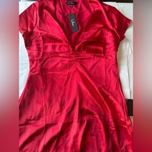 Lulu’s red satin mini dress